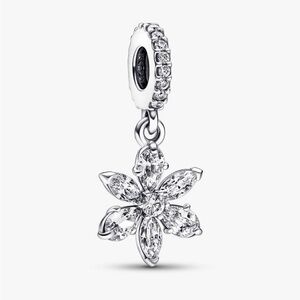 Authentic Sparkling Herbarium Cluster Dangle Charm Pendant Pandora Flower